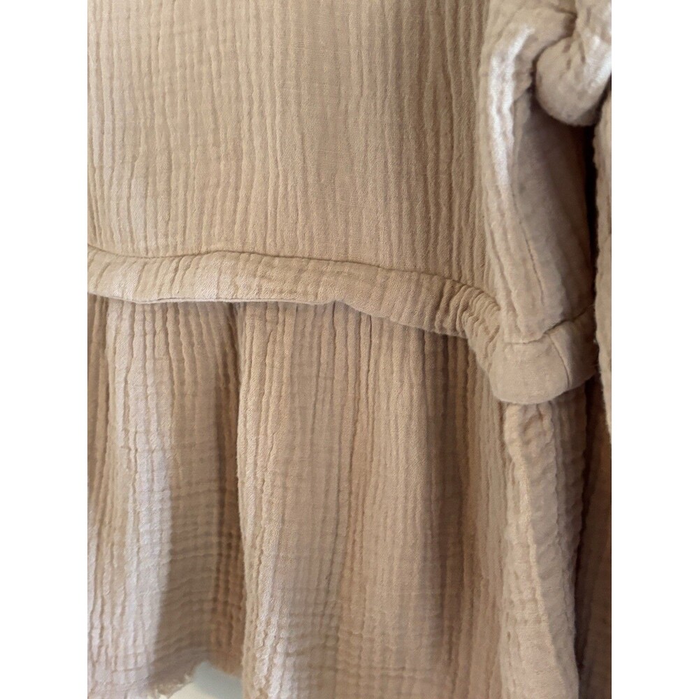 New In Womens L Cotton Gauze Top Blush Pink Boho Tiered Raw Hem Oversized - Picture 3 of 8